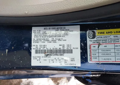 2009 Mercury Milan I4 from USA, damaged, VIN 3MEHM07Z69R610847